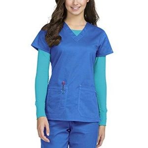 EUC Med Couture Royal Blue Scrub Set MC2 Olivia Scrub Top and Cargo Pants XL/L